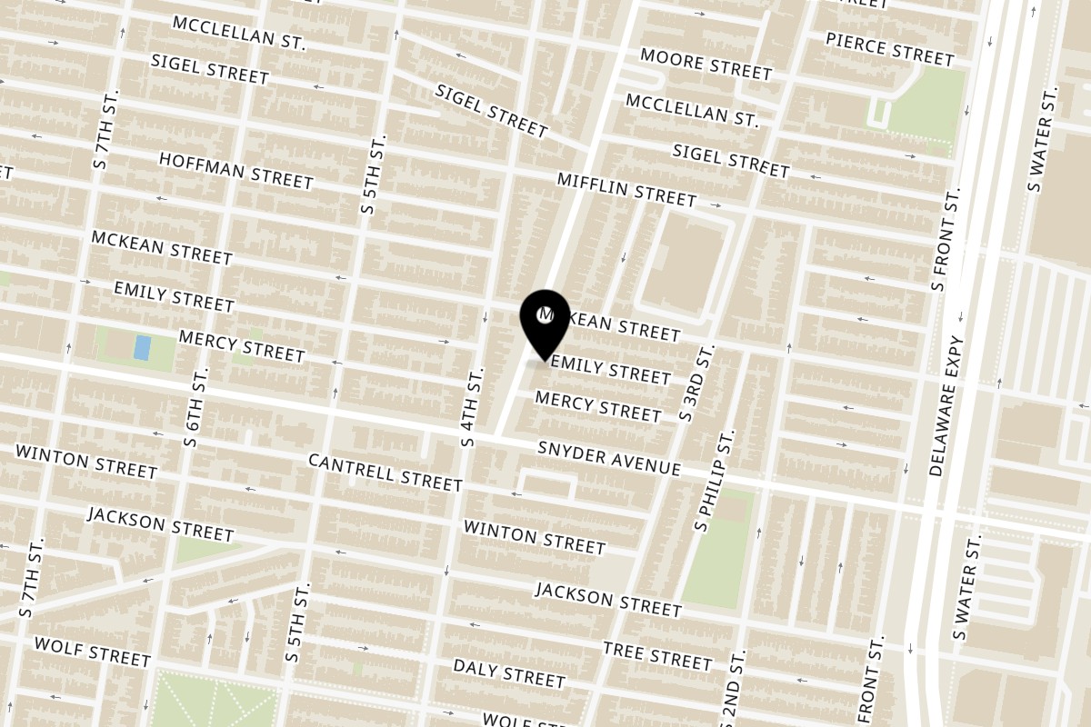 Map showing the location of Taste of Punjab on 2015 E Moyamensing Ave in Philadelphia